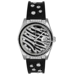 Rolex 116199SANR 18K White Gold Datejust Diamond Watch 