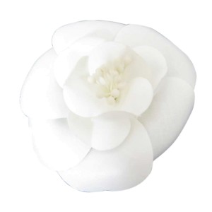 Chanel Camellia Flower Pin Brooch White Textile