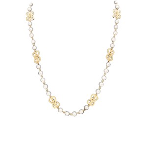 Chanel Metal Simulated Glass Pearl Necklace  
