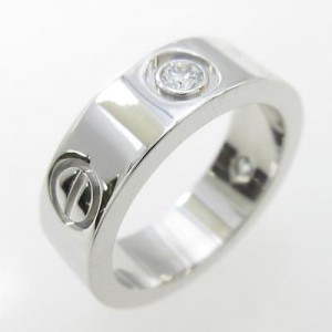 Cartier 18K White Gold Love Half Diamond Ring Size: 4.5