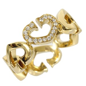 Cartier 18K Yellow Gold C heart Diamond Ring 