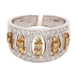 18k White Gold with Fancy Yellow Diamond Band Ring