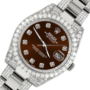Rolex Datejust II 41mm Diamond Bezel/Lugs/Bracelet/Chocolate Diamond Dial Steel Watch 116300