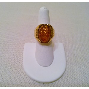 Ross Simons 18K Yellow Gold and Amber Ring Size 5 
