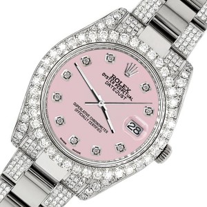 Rolex Datejust II 41mm Diamond Bezel/Lugs/Bracelet/Orchid Pink Diamond Dial Steel Watch 116300