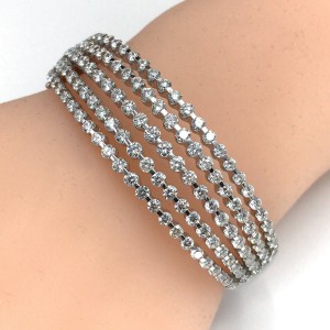 18k White Gold 5 Row Diamond Bangle Bracelet
