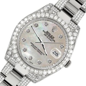 Rolex Datejust II 41mm Diamond Bezel/Lugs/Bracelet/Champagne MOP Diamond Dial Steel Watch 116300