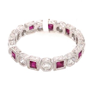 18k White Gold Ruby and Diamond Band