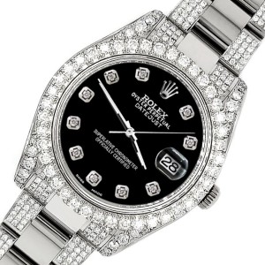 Rolex Datejust II 41mm Diamond Bezel/Lugs/Bracelet/Black Diamond Dial Steel Watch 116300