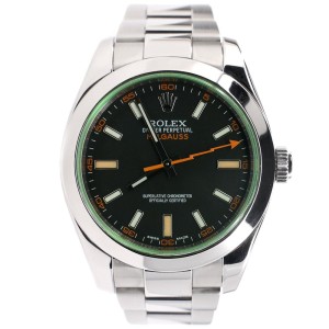 Rolex Milgauss 40MM Stainless Steel Black Stick Dial Watch 116400V Box Papers 2014