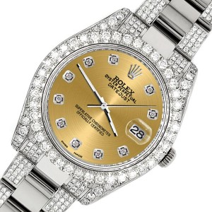 Rolex Datejust II 41mm Diamond Bezel/Lugs/Bracelet/Champagne Diamond Dial Steel Watch 116300