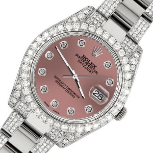 Rolex Datejust II 41mm Diamond Bezel/Lugs/Bracelet/Salmon Diamond Dial Steel Watch 116300