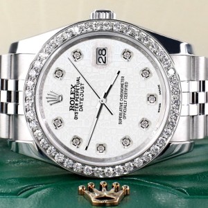 Rolex Datejust 116200 36mm 1.85ct Diamond Bezel/White Jubilee Diamond Dial Steel Watch