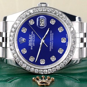 Rolex Datejust 116200 36mm 1.85ct Diamond Bezel/Navy Blue Diamond Dial Steel Watch