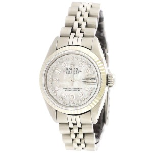 Rolex Datejust 26mm Steel Watch With White Gold Fluted Bezel/White MOP Diamond Dial