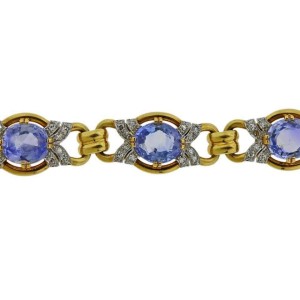 Gold Blue Gemstone Diamond Bracelet