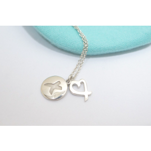 Tiffany & Co Silver Paloma Picasso X Kiss & Loving Heart Necklace 