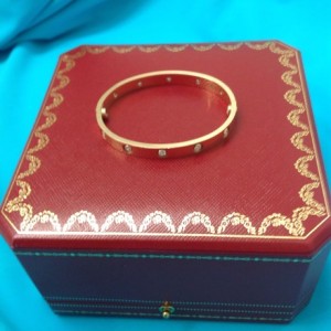 Cartier 18K Rose Gold 10 Diamonds Love Bracelet Size 16