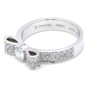CHANEL 18K White Gold Ruban Diamond Ring