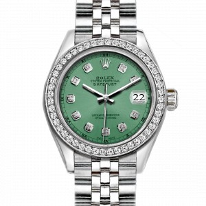 Rolex Datejust Stainless Steel with Custom Bezel and Light Green Dial 36mm Mens Watch 