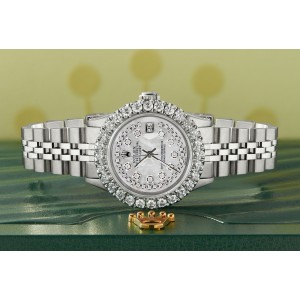 Rolex Datejust Steel 26mm Jubilee Watch 2CT Diamond Bezel / Royal MOP Dial