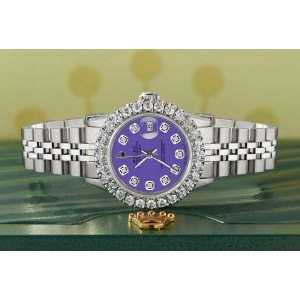 Rolex Datejust Steel 26mm Jubilee Watch 2CT Diamond Bezel / Pastel Purple Dial