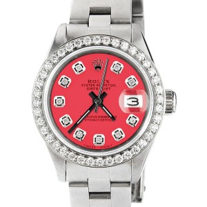 Rolex Datejust Ladies Automatic Stainless Steel 26mm Oyster Watch w/Raspberry Punch Dial & Diamond Bezel
