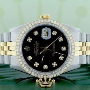 Rolex Datejust 2-Tone 18K Yellow Gold & Stainless Steel Jubilee Watch 36MM 16013 w/Diamond Dial & Bezel