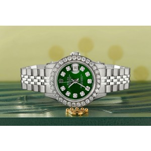 Rolex Datejust Steel 26mm Jubilee Watch Green MOP 1.3CT Diamond Bezel & Dial (Copy)