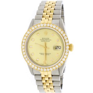 Rolex Datejust 2-Tone 18K Gold/SS 36mm Automatic Jubilee Watch w/Champagne Diamond Dial 1.85Ct Bezel