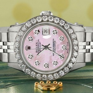 Rolex Datejust Steel 26mm Jubilee Watch Pink MOP 1.3CT Diamond Bezel & Dial