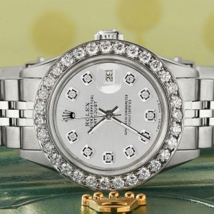 Rolex Datejust Steel 26mm Jubilee Watch Silver 1.3CT Diamond Bezel & Dial