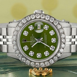 Rolex Datejust Steel 26mm Jubilee Watch Royal Green 1.3CT Diamond Bezel & Dial