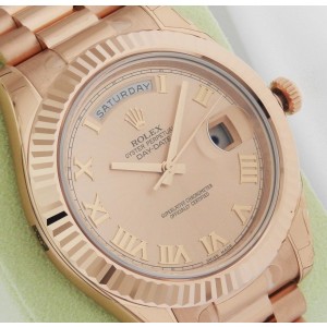 Rolex 218235 Day Date II Rose Champagne Roman Dial President 