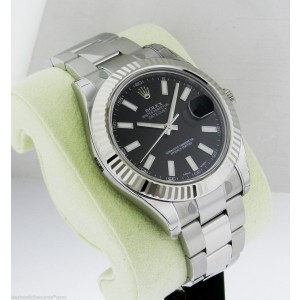 Rolex Datejust II 116334 BKSO Black 18K Gold Automatic Swiss 41mm Mens Watch 