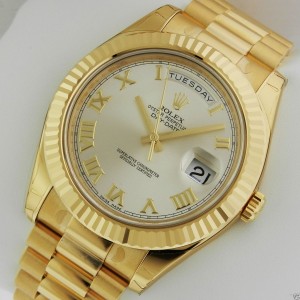 Rolex Day-Date II President 218238 Silver Roman Dial 41mm Watch