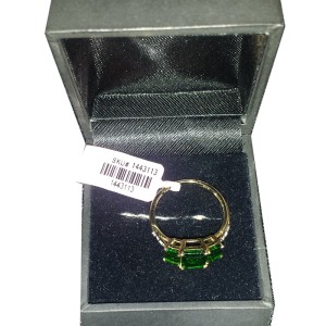14K Yellow Gold Emerald Cut Chrome Diopside Diamond Ring
