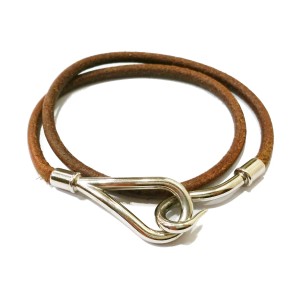 Hermes Hook Palladium Leather Bracelet or Choker