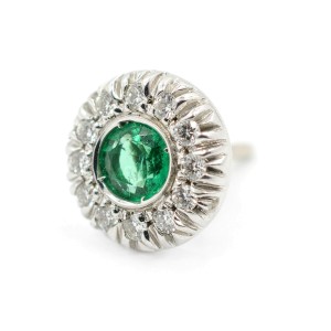 White White Gold Emerald, Diamond Womens Earrings