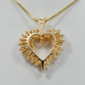 Diamond Heart Pendant 14K Yellow Gold 1.10Ct  3.8grams 