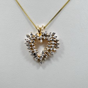 Diamond Heart Pendant 14K Yellow Gold 1Ct 3.8 grams