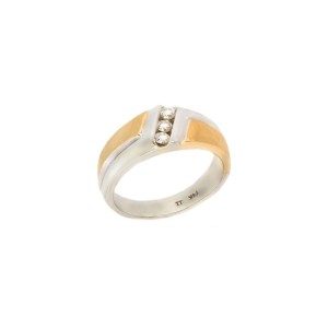 White Yellow Gold Mens Wedding Ring Size 11 