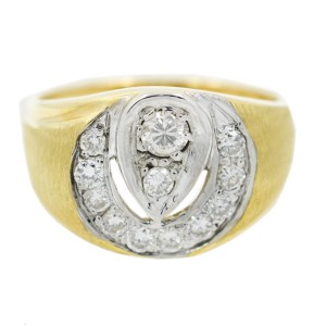 Yellow Gold Diamond Womens Ring Size 7.5 