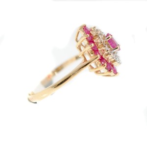 Ruby & Diamonds Ring Marquise shaped 14K Yellow Gold Women's Size 6