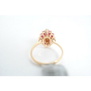 Ruby & Diamonds Ring Marquise shaped 14K Yellow Gold Women's Size 6