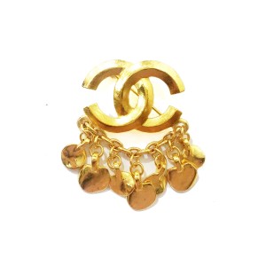 Chanel 18K Gold Plated CC Chain Brooch 