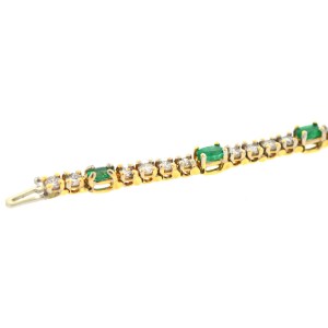 Yellow Gold Emerald, Diamond Womens Bracelet