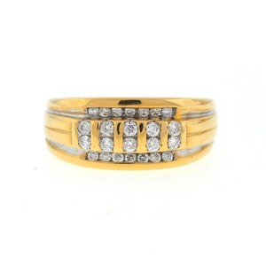 Yellow Gold Diamond Mens Ring Size 7.77 