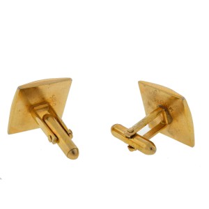 Stainless Steel Gold Plated Square Center Pearl Cufflinks 