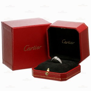 Authentic CARTIER Solitaire Diamond Pave 18k White Gold Ring GIA EGL Box